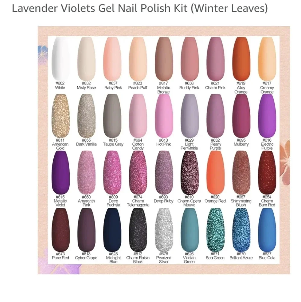 36 ct Gel Nail Manicure set New In Box Winter Leaves Collection